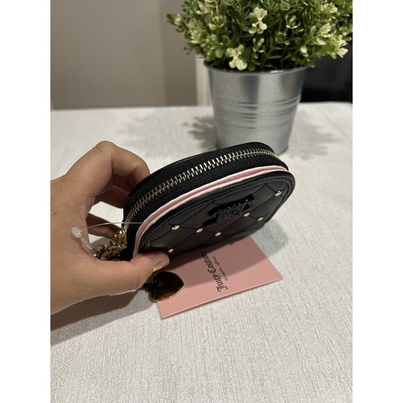 NWT Juicy Couture Holding The Line Half Moon Wallet W/ Inside Mirror  Black - Picture 5 of 9